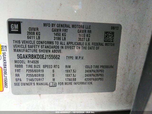 5GAKRBKD0EJ155662 Buick Enclave