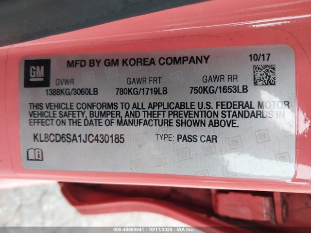 Chevrolet Spark 1lt Cvt 2018 KL8CD6SA1JC430185 Image 9