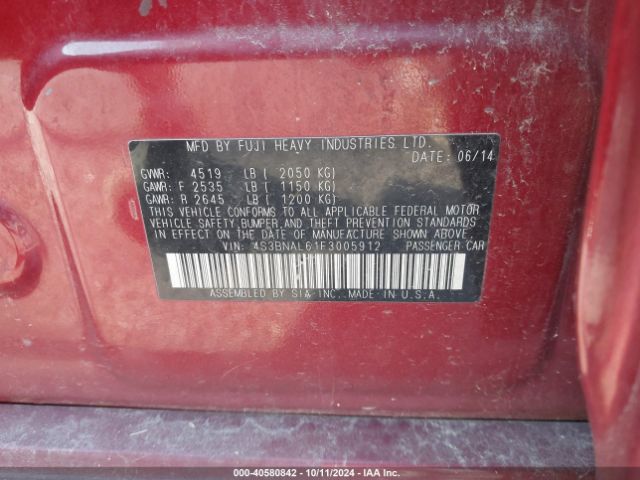 4S3BNAL61F3005912 Subaru Legacy 2.5i Limited