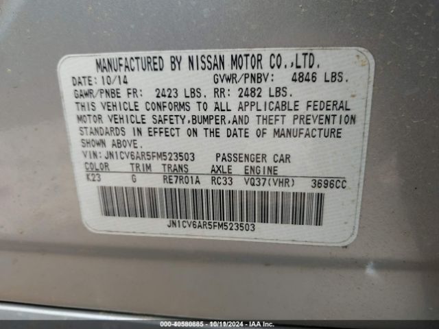 JN1CV6AR5FM523503 Infiniti Q40