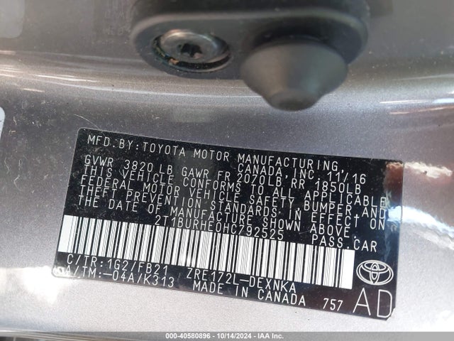 Toyota COROLLA LE 2017 2T1BURHE0HC792525 Image 9