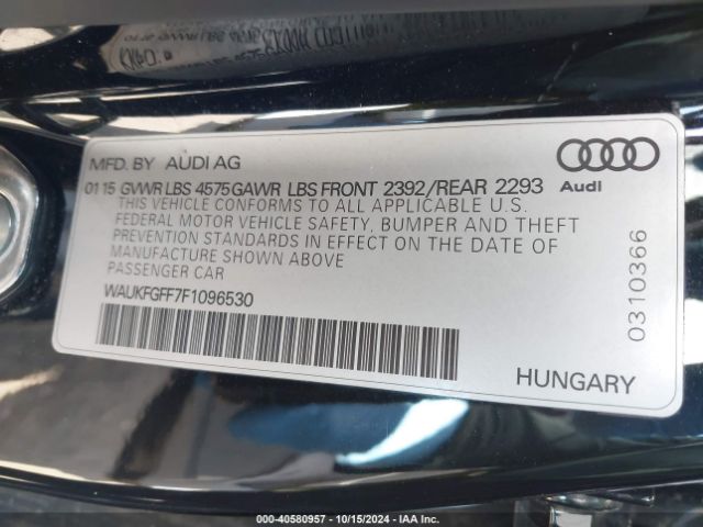 WAUKFGFF7F1096530 Audi A3 2.0t Premium