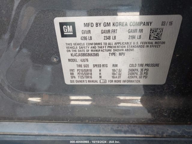 KL4CJASB8GB663565 Buick Encore