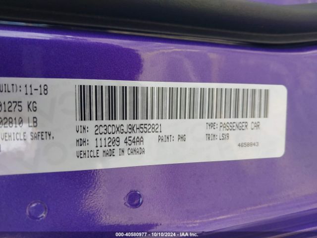 2C3CDXGJ9KH552821 Dodge Charger Scat Pack Rwd