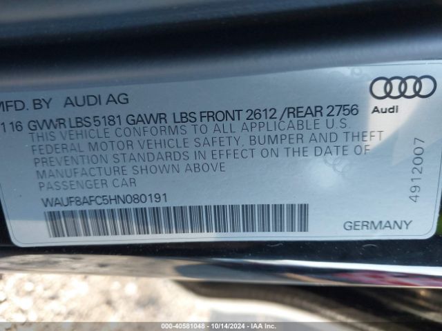 WAUF8AFC5HN080191 Audi A6 2.0t Premium