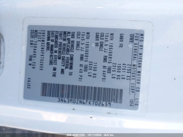Chevrolet City Express 1lt 2015 3N63M0ZN6FK702659 Image 9