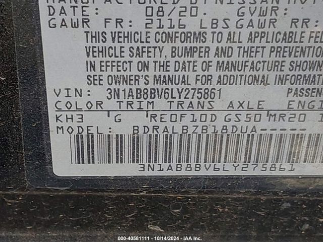 3N1AB8BV6LY275861 Nissan Sentra S Xtronic Cvt