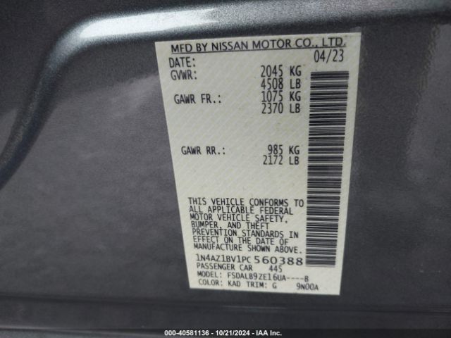 1N4AZ1BV1PC560388 Nissan Leaf S 40 Kwh