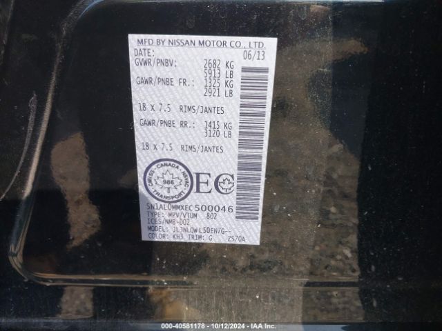 5N1AL0MMXEC500046 Infiniti QX60