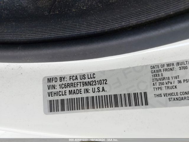 1C6RREFT9NN231072 RAM 1500 Big Horn  4x2 5'7 Box