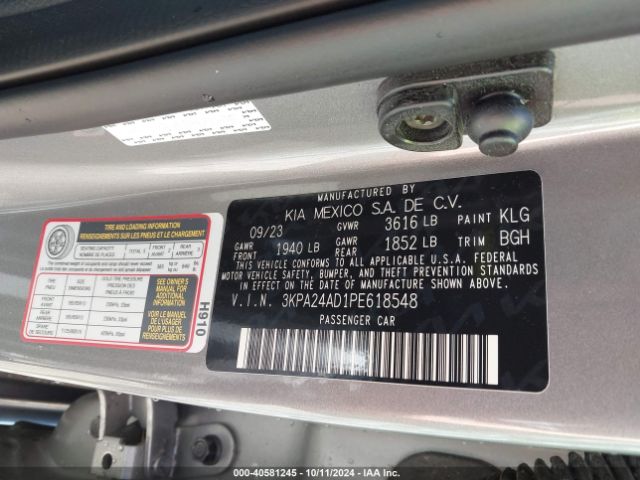 3KPA24AD1PE618548 KIA RIO S