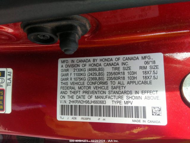 2HKRW2H98JH660683 Honda Cr-v Touring