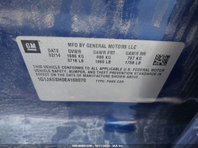 1G1JA5SH0E4168070 Chevrolet Sonic Ls Auto