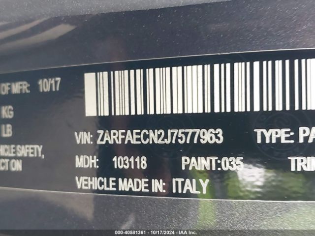 ZARFAECN2J7577963 Alfa Romeo Giulia Ti Sport Rwd