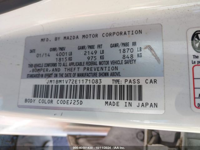 JM1BM1V72E1171083 Mazda Mazda3 I Touring