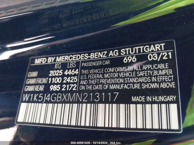 W1K5J4GBXMN213117 Mercedes-Benz CLA 250
