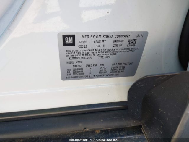 KL4MMFSL6NB072827 Buick Encore Gx Fwd Essence