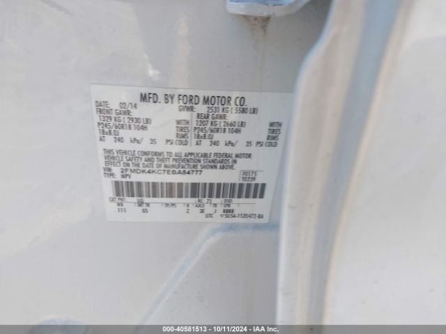 2FMDK4KC7EBA54777 Ford Edge Limited