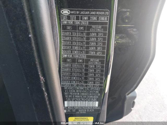 SALVP2RX2KH341846 Land Rover Range Rover Evoque Se/se Premium