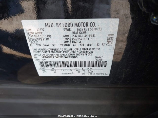 Ford EXPLORER XLT 2023 1FMSK7DH2PGA05385 Image 9