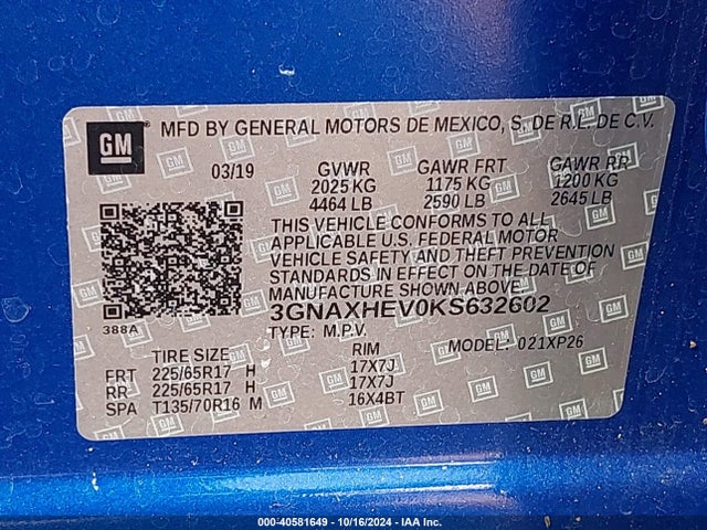 Chevrolet EQUINOX LS 2019 3GNAXHEV0KS632602 Image 9