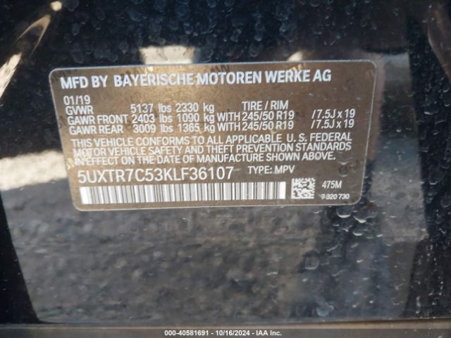 5UXTR7C53KLF36107 BMW X3 Sdrive30i
