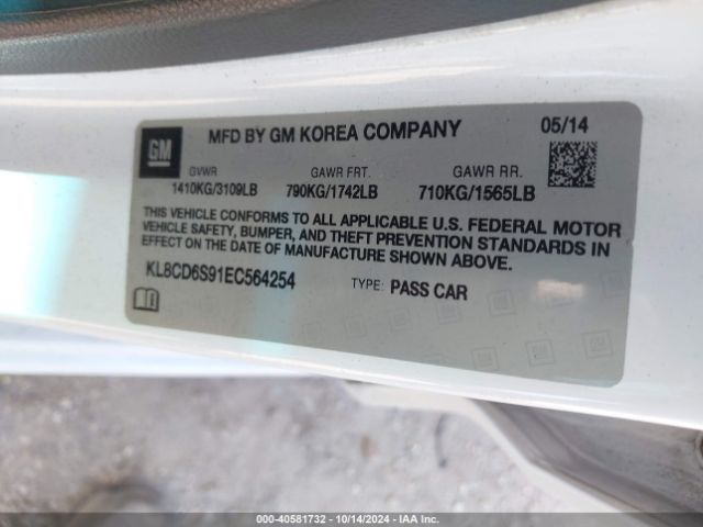 KL8CD6S91EC564254 Chevrolet Spark 1lt Auto
