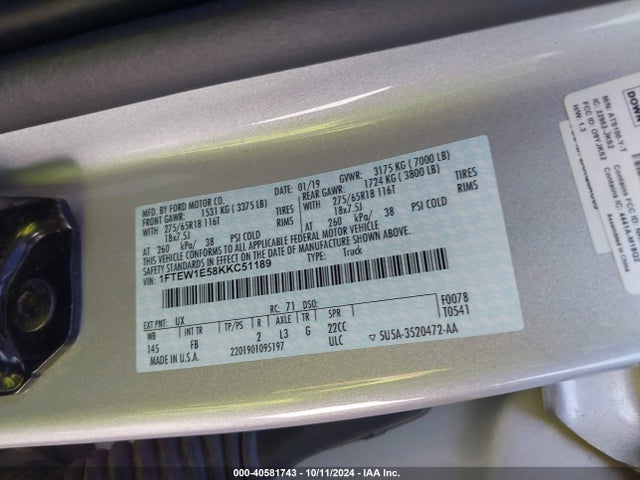 Ford F-150 Xlt 2019 1FTEW1E58KKC51189 Image 9
