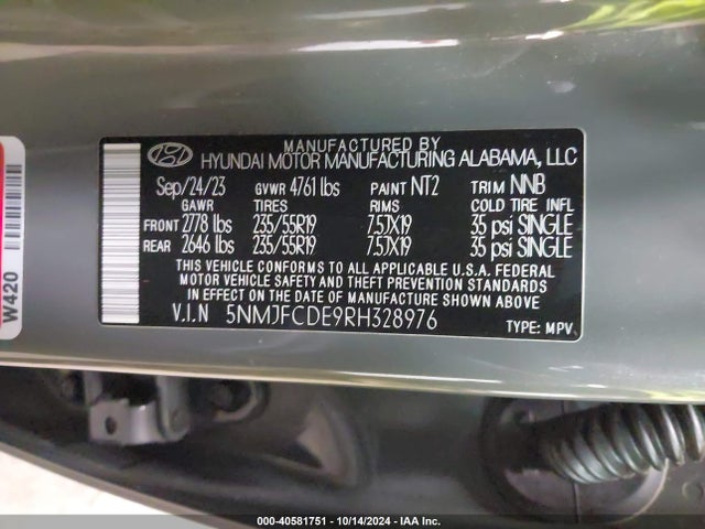 Hyundai TUCSON SEL 2024 5NMJFCDE9RH328976 Image 9