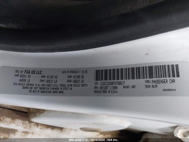 Chrysler 200 S 2015 1C3CCCDG8FN736617 Image 9