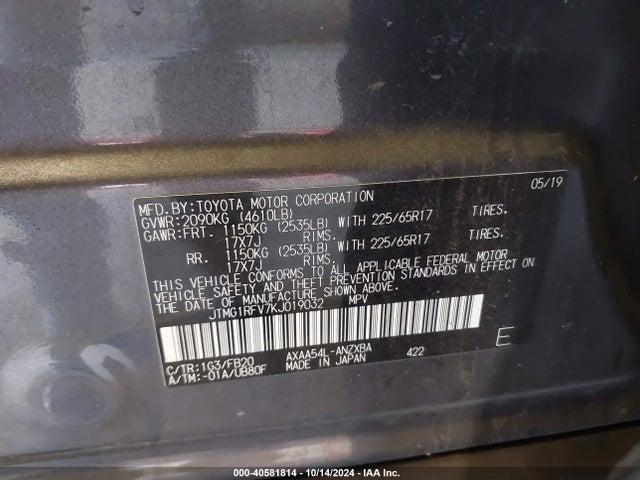 Toyota RAV4 LE 2019 JTMG1RFV7KJ019032 Image 9