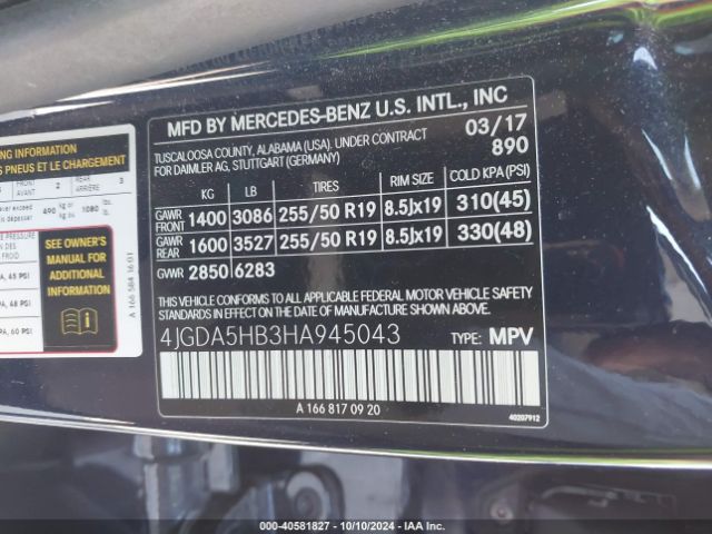 4JGDA5HB3HA945043 Mercedes-Benz Gle 350 4matic