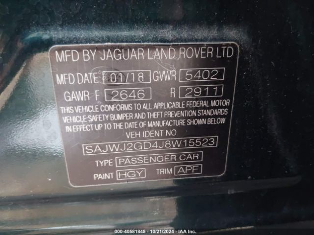 2018 JAGUAR XJ SAJWJ2GD4J8W15523 Photo 8