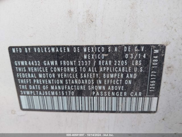 3VWPL7AJ9EM615170 Volkswagen Jetta Sportwagen 2.0l Tdi