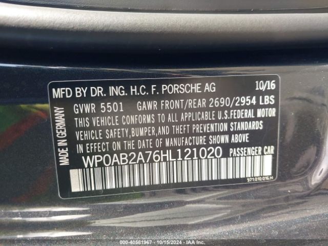 WP0AB2A76HL121020 Porsche Panamera 4s