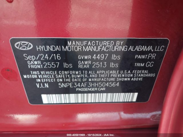 5NPE34AF3HH504564 Hyundai Sonata Sport