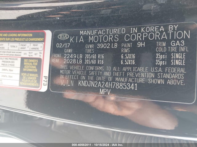 KIA Soul 2017 KNDJN2A24H7885341 Image 9