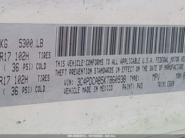 3C4PDCAB5KT860938 Dodge Journey Se Value Package