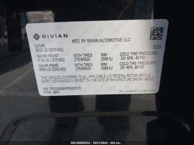 7PDSGABA5PN005376 Rivian R1s Adventure