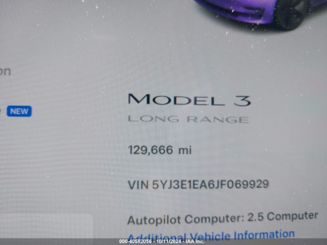 5YJ3E1EA6JF069929 Tesla Model 3 Long Range/mid Range