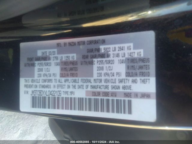 JM3TCBDYXL0422109 Mazda Cx-9 Grand Touring