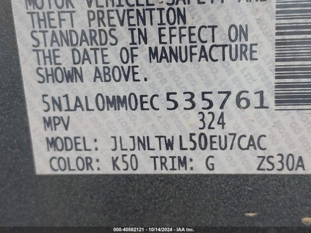 5N1AL0MM0EC535761 Infiniti QX60
