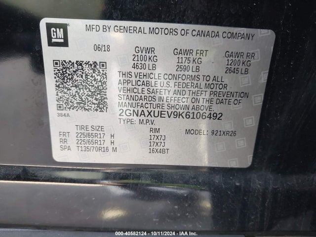 Chevrolet EQUINOX LT 2019 2GNAXUEV9K6106492 Image 9