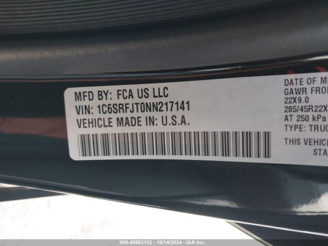 1C6SRFJT0NN217141 RAM 1500 Laramie  4x4 5'7 Box