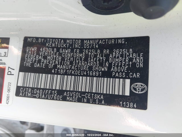 Toyota CAMRY SE 2014 4T1BF1FK0EU416891 Image 9
