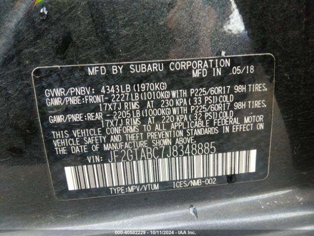 JF2GTABC7J8348885 Subaru Crosstrek 2.0i Premium