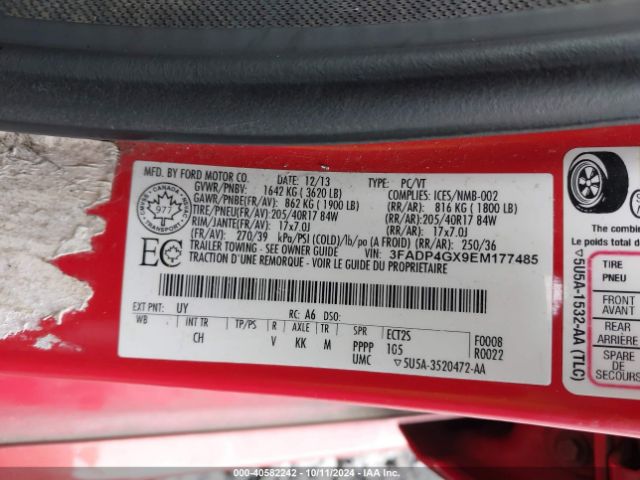 3FADP4GX9EM177485 Ford FIESTA ST