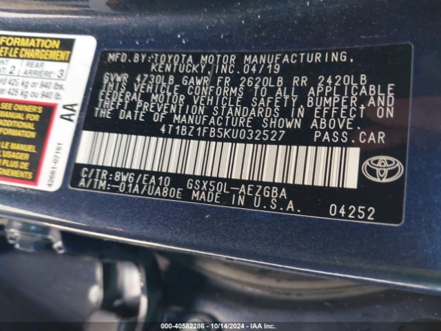 4T1BZ1FB5KU032527 Toyota AVALON XLE