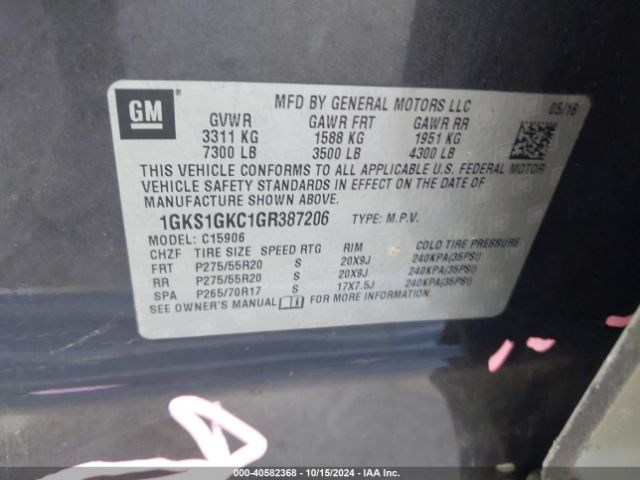 1GKS1GKC1GR387206 GMC Yukon Xl Slt