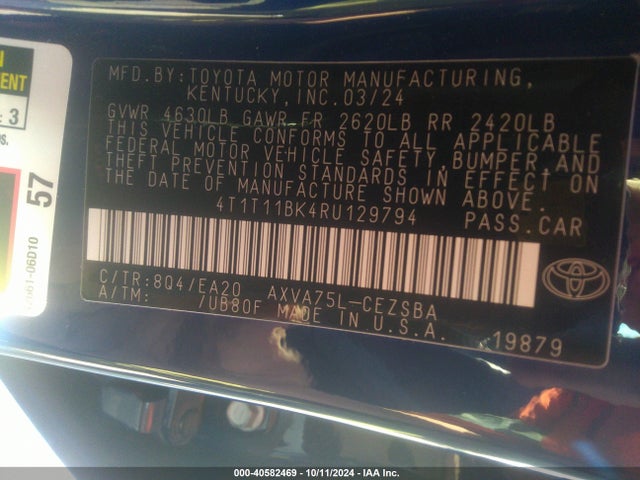 Toyota CAMRY SE 2024 4T1T11BK4RU129794 Image 9